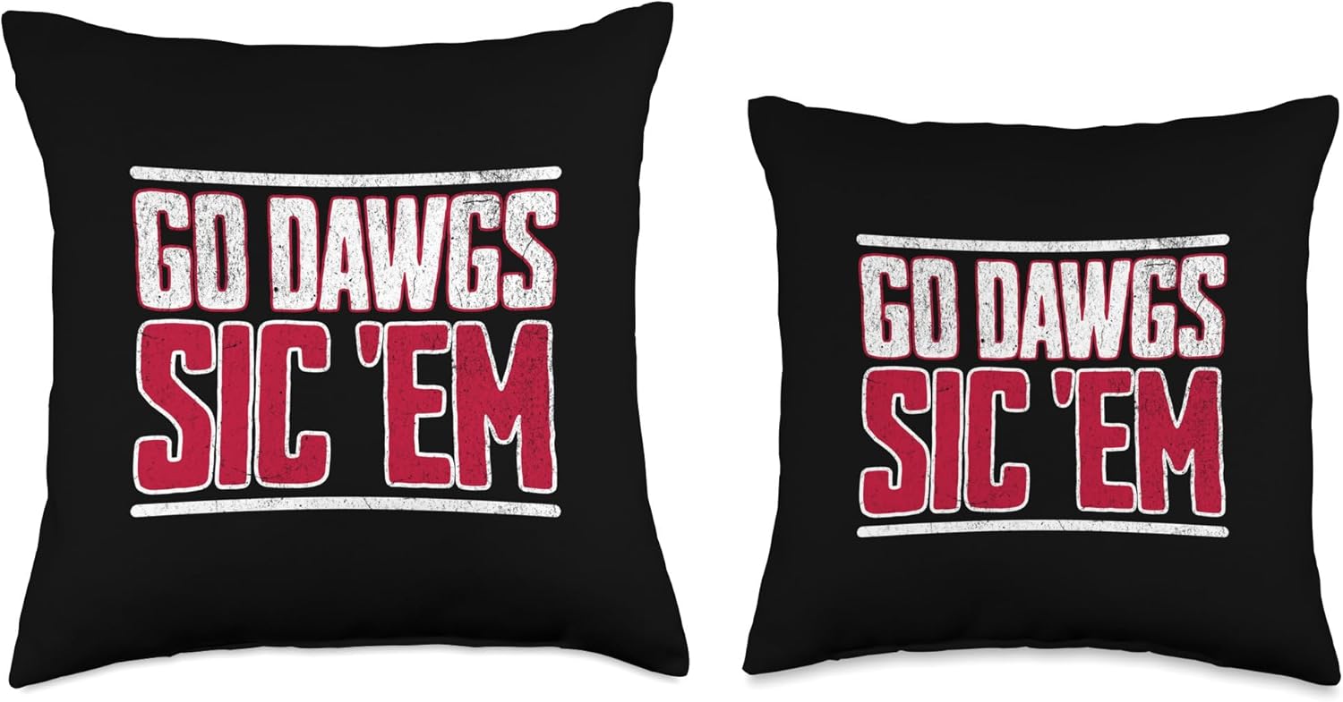 Bulldog Team Mascot School Spirit Go Dawgs Sic Em Throw Pillow