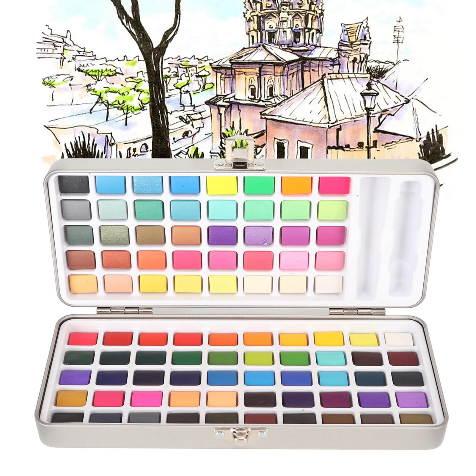 Ensemble De Peinture Aquarelle 90 Couleurs Avec Stylo Aquarelle Couleurs Vives Peinture Aquarelle Solide Durable Pour Adultes Débutants, Acrylique