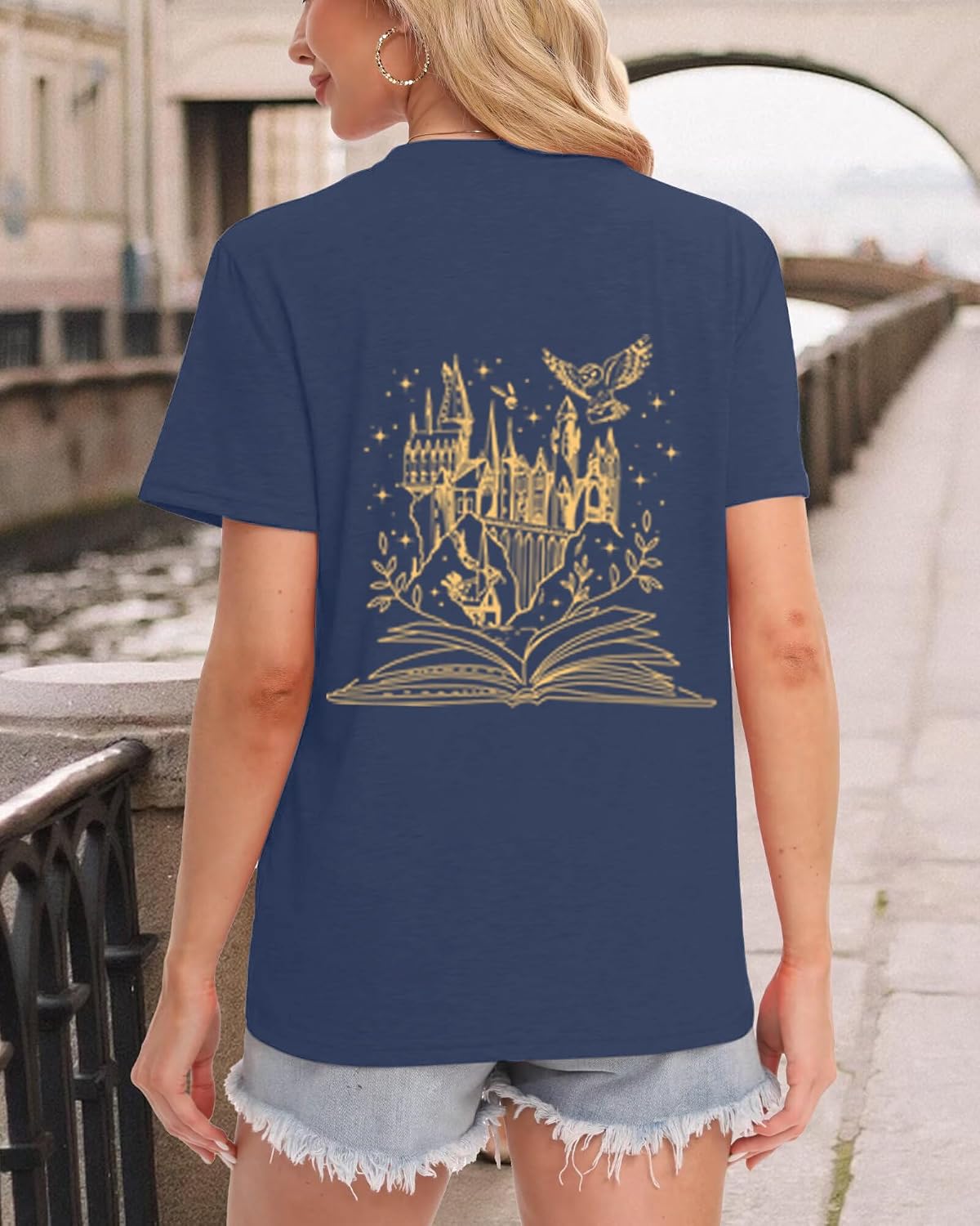 Magical Shirts for Women Book Magic Graphic T-Shirts Flourish and Blotts Shirt Wizard Costume Tops Vacation School Clothes