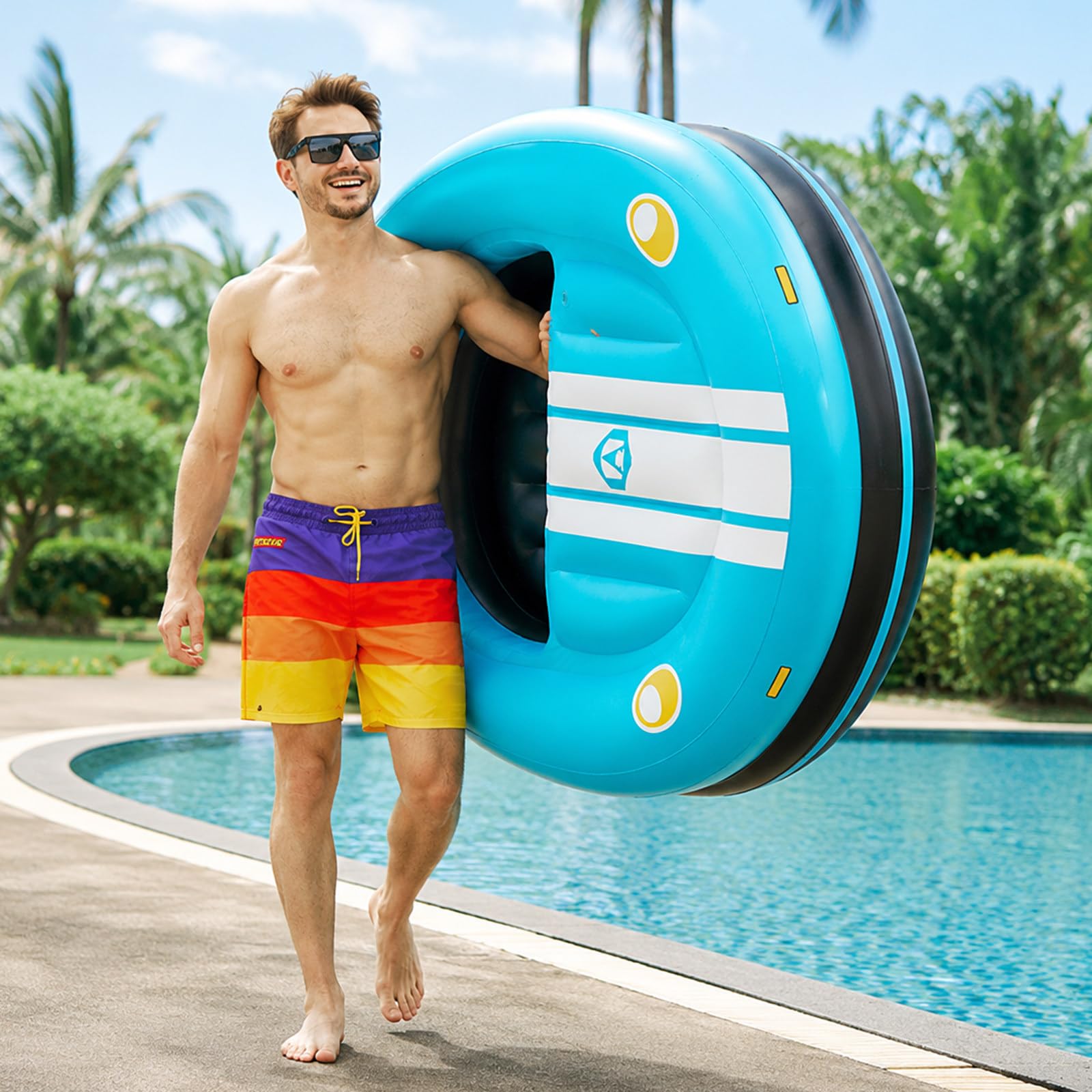 Lilishangmao Blue Electric Bumper Boat, Motorized Pool Float For Adults With 46W Omnidirectional Thruster, 360° Joystick Steering, 265 Lb Support, 2 X 2600Mah Batteries For Pools And Calm Lakes