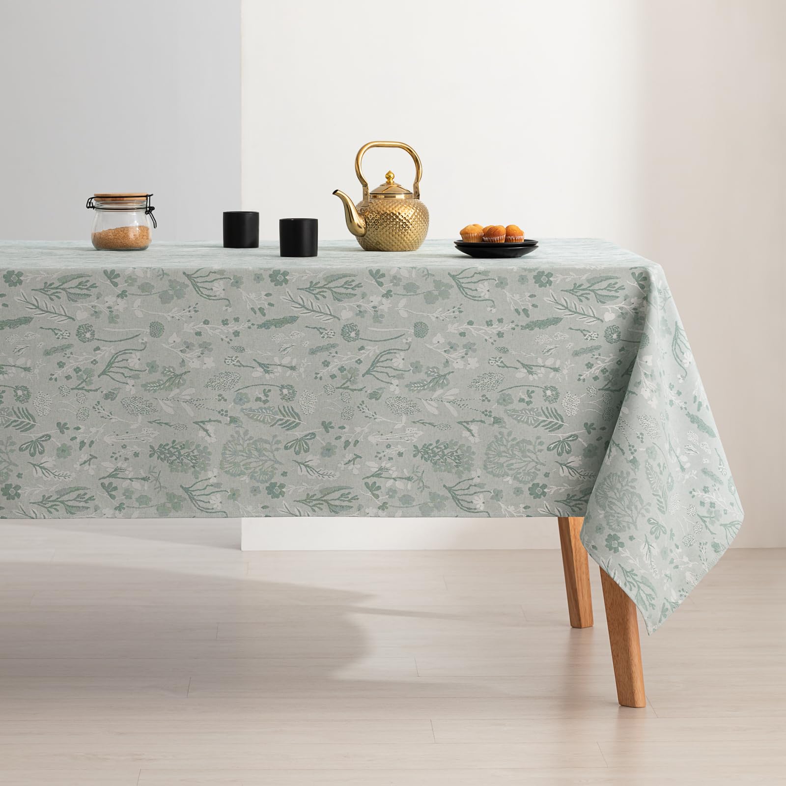 GAMUSI Tafelkleed, vuilafstotend, rechthoekig, jacquard, waterdicht, 140 x 100 cm, stof, beige - lariks