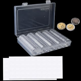 Münzkapseln 33mm,Münzkapseln 2 Euro,Klare Münzkapselns,Durchsichtige Münzkapselns,20/25/27/30 Universal-Aufbewahrungsbox + 100 Innenpads