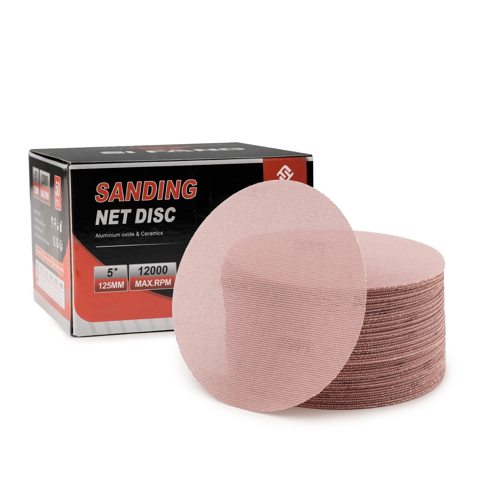 50Pcs Mesh Sanding Discs125mm Hook & Loop Anti-Clog Net Sandpaper for, Wood, Metal, aluminium plastic& Auto Body Sanding (50 Pieces - 120 Grit)