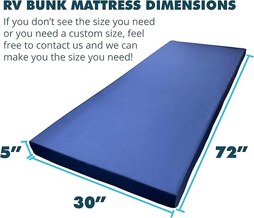 Miniatura 2 de Foamma Colchón de espuma viscoelástica resistente al agua de 5 x 30 x 72 pulgadas, base firme de espuma de alta densidad, cubierta de poliéster