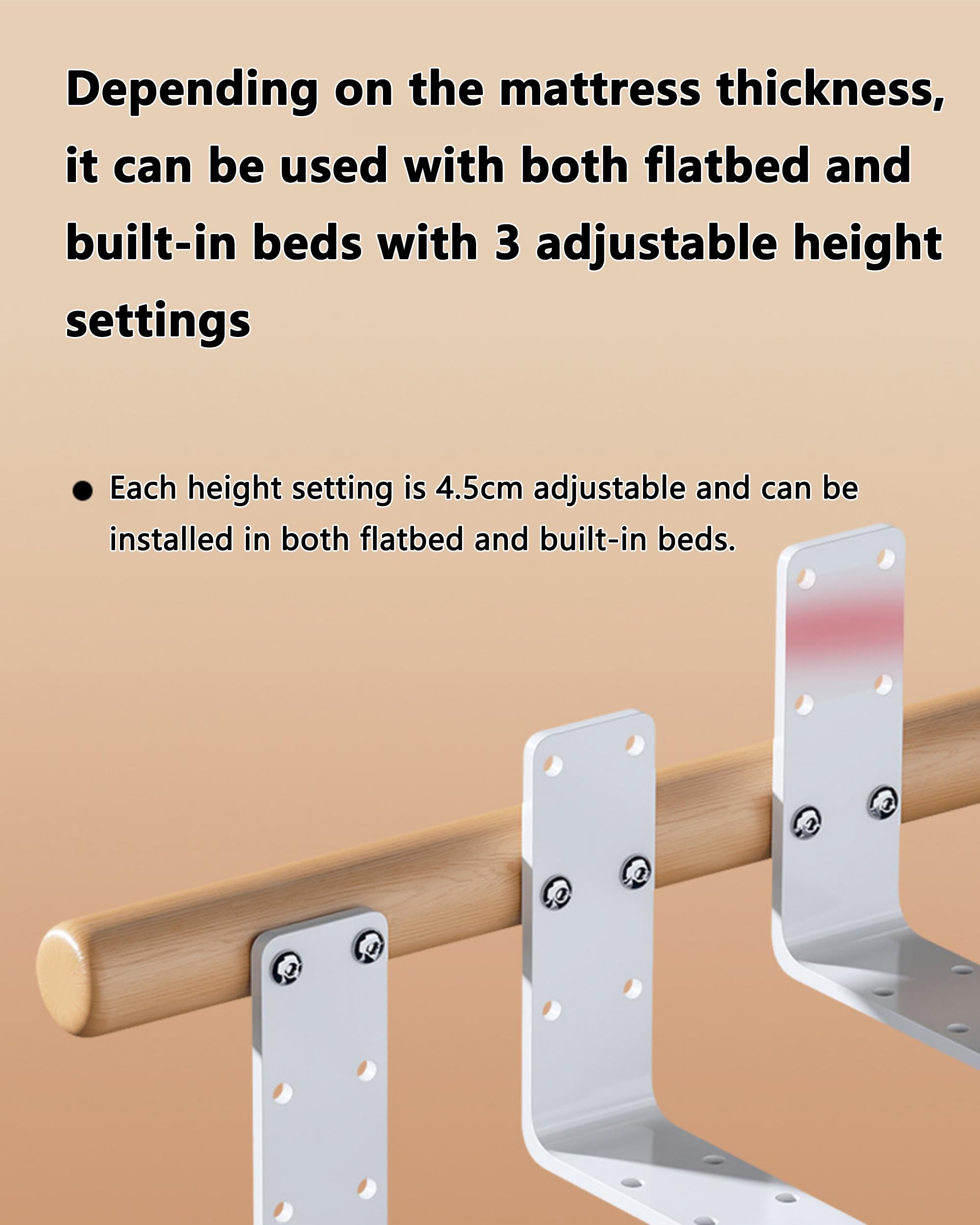 Sponda Letto in Legno massello Senza Installazione, bracciolo Pieghevole da Comodino per Anziani, Anti-Caduta, Aiuto per alzarsi, sponda Letto assistita Pieghevole con Un clic Three Gears