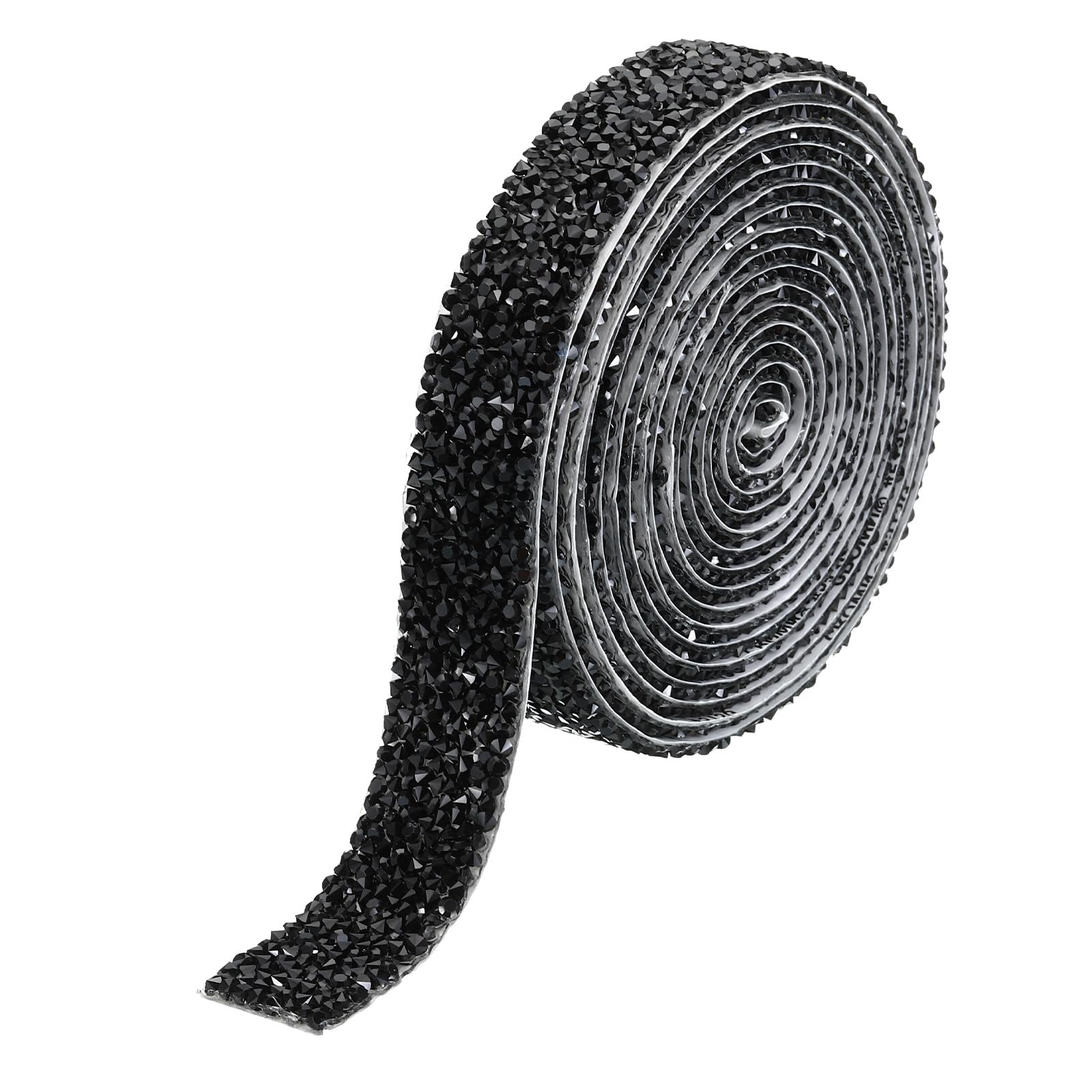 PATIKIL 3 Yards Resin Rhinestone Ribbon, 20mm Self Adhesive Crystal Rhinestone Strips Bling Diamond Ribbon for Clothing DIY Crafts, Black