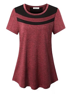 MOQIVGI Womens Short Sleeve Workout Tops Casual Wear Running Yoga Exercise Fitness Shirts Activewear