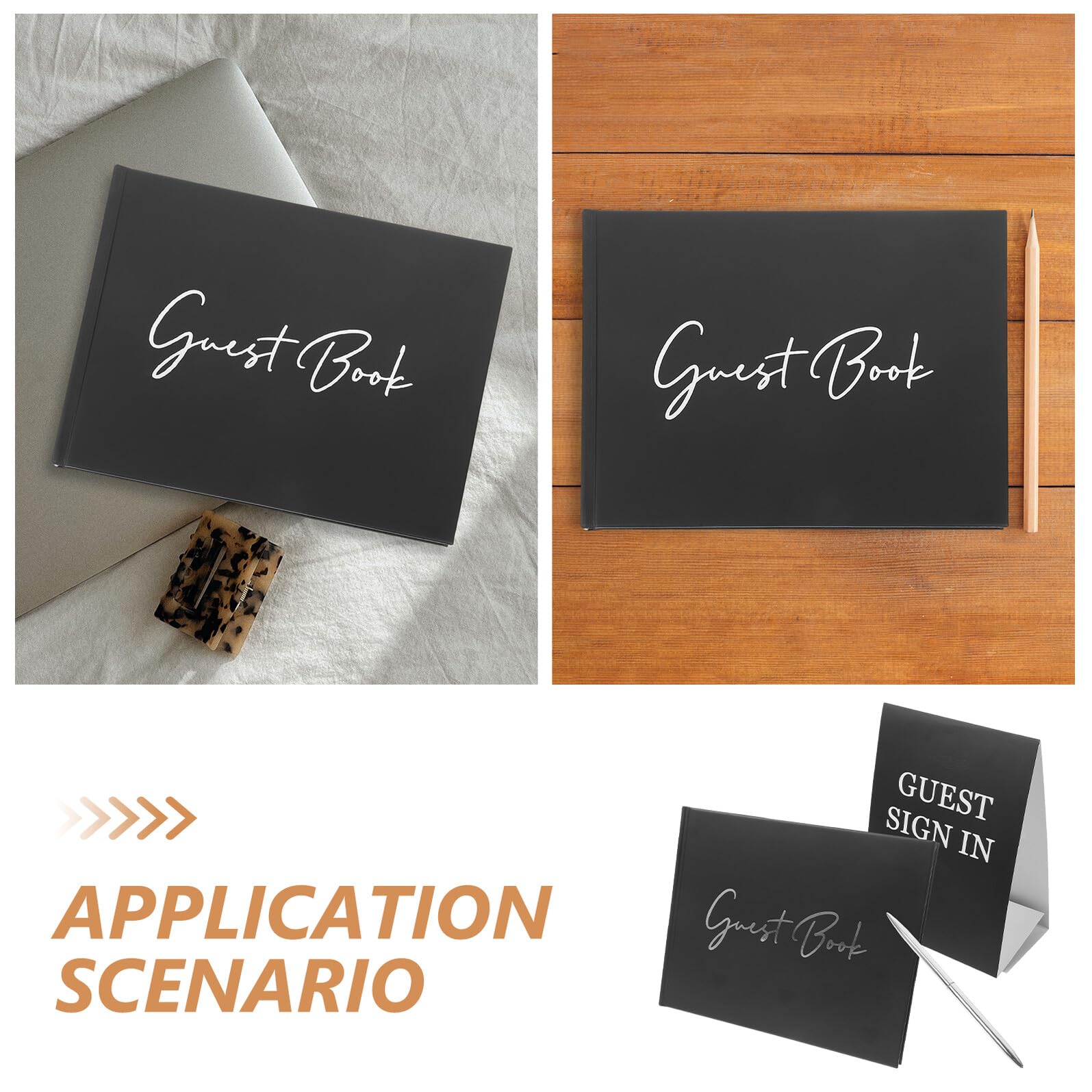 Libro degli Ospiti per Matrimonio Rustico Set da 1 Pezzo Libro delle Firme Portatile Design Retrò Nero Adatto per Ricevimento Nozze e Feste Materiale Riutilizzabile e