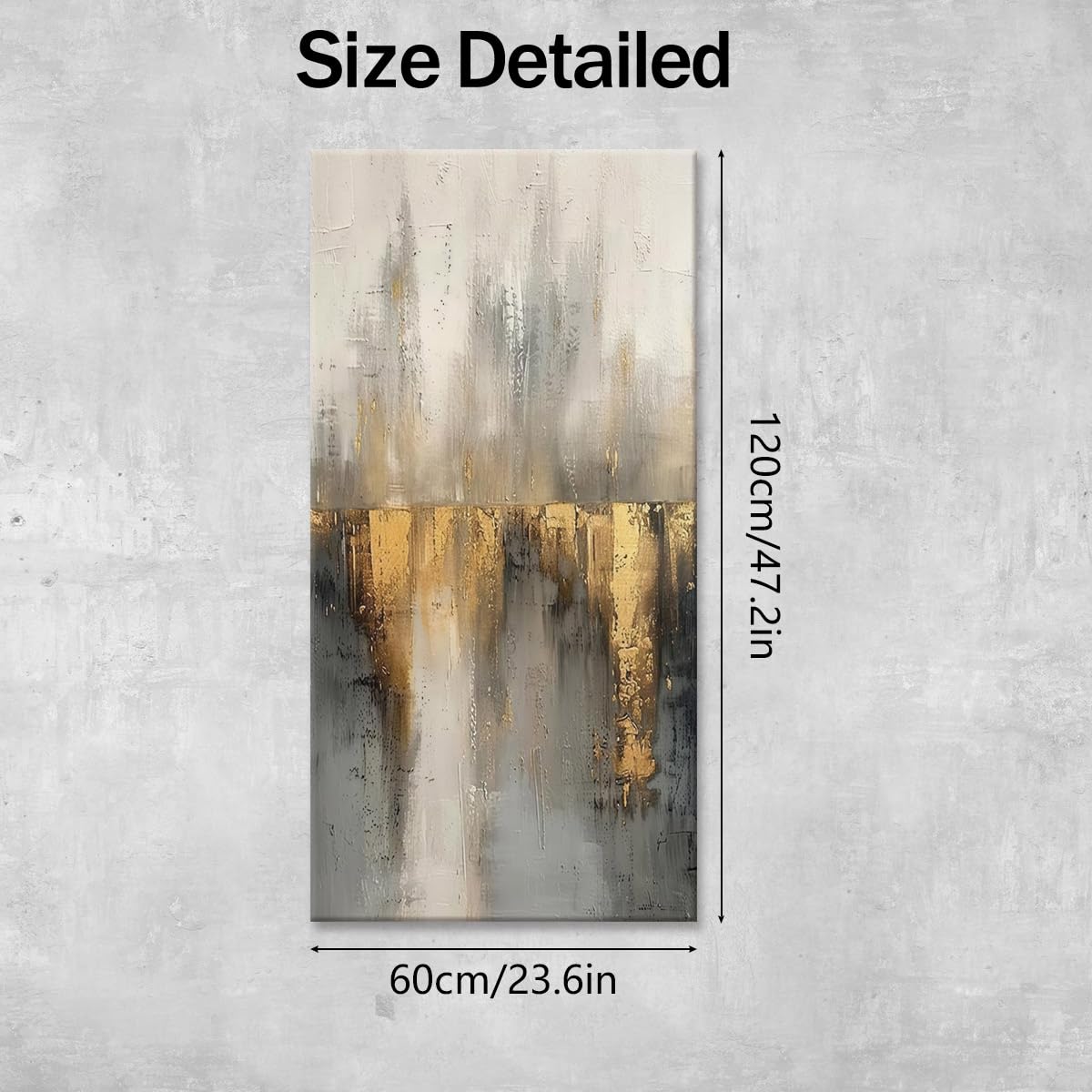 UUDEZO Lienzo enmarcado con texturas y diseños abstractos dorados - Decoración de pared para sala de estar (75 x 150 cm (30 x 59 pulgadas) con marco)