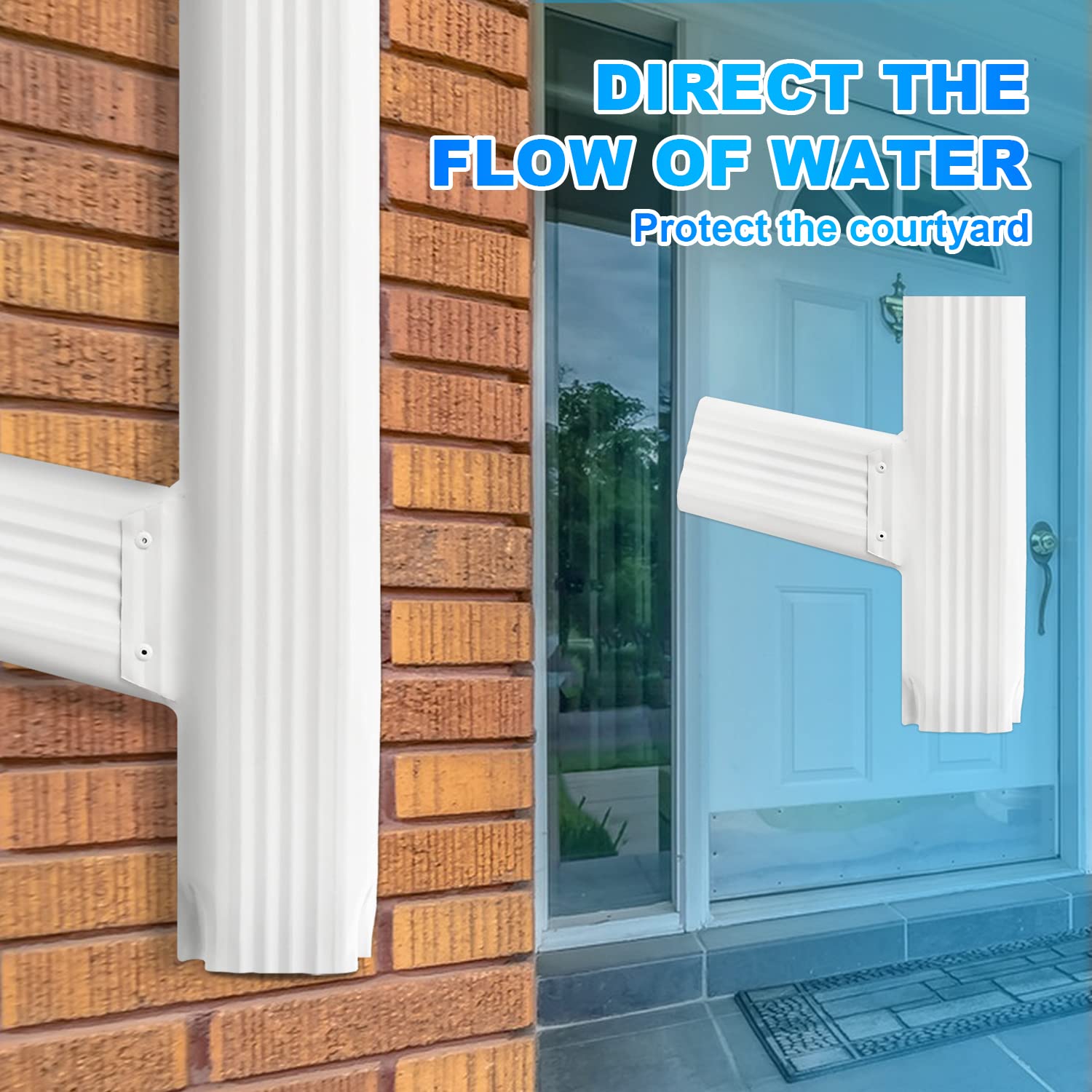 White Downspout Cover & Connector Kit – 2x3 Inch Gutter Outlet Filter Guard With Screws, Prevents Animal Entry & Clogs