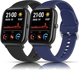 سوار ساعة من واي ال كيه، لساعة امازفيت GTS 2 ميني/امازفيت GTS 2، سوار سيليكون 20 ملم لساعة امازفيت GTS 4 ميني/ GTS 4/GTS/GTS 2e/GTS 3/ امازفيت بيب/ بيب لايت/بيب اس/ بيب يو/ بيب 3/ GTR 42 ملم، قطعتان