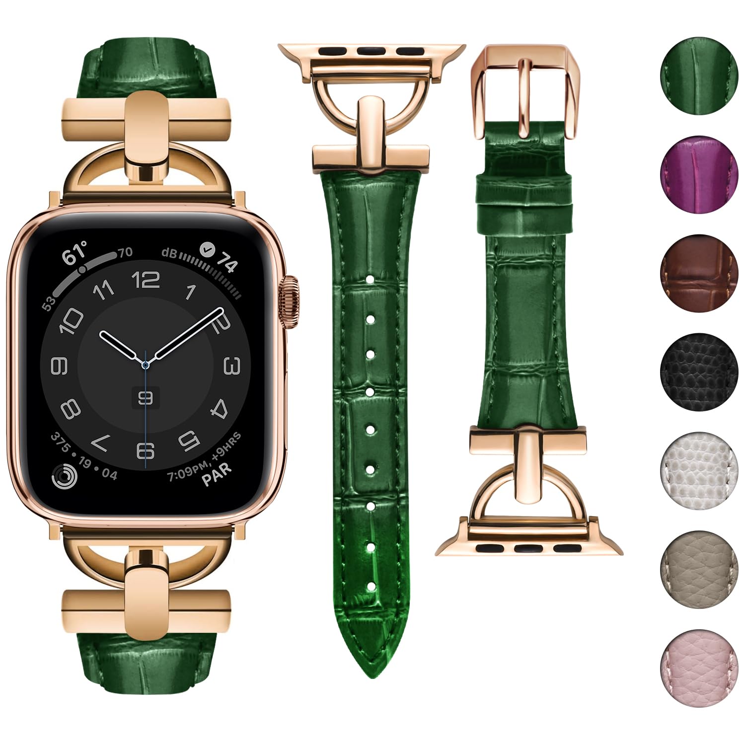 wutwuk Lederarmband Kompatibel mit Apple Watch Armband 42mm 41mm 40mm 38mm 46mm 45mm 44mm 49mm Damen Lederband mit D-förmiger Schnalle für iWatch Series 10 9 8 7 6 5 4 3 2 1 SE Ultra