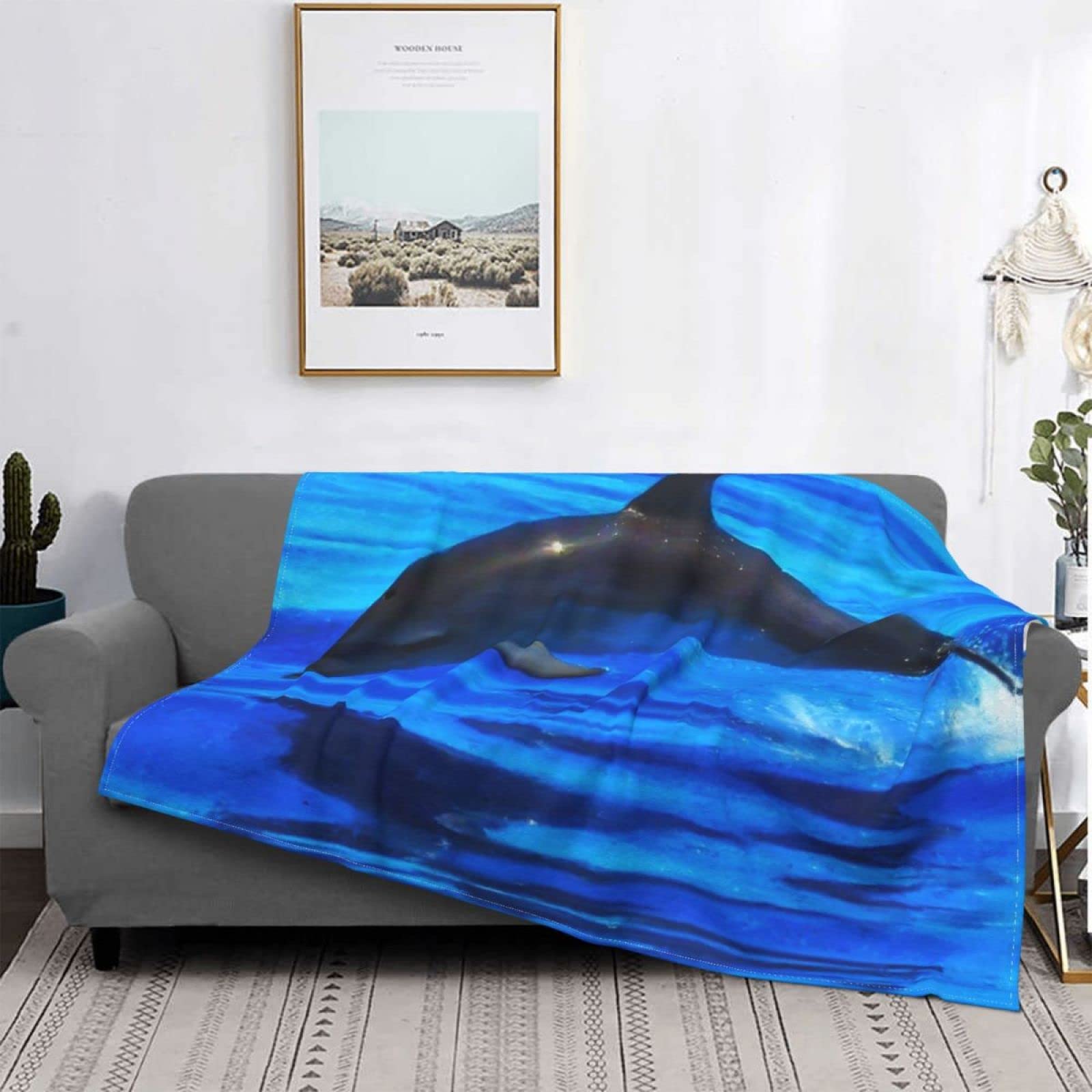 Couverture Polaire Dauphin Nuphtun 240x260 Cm | Plaid XXL Ultra Doux - Motif 3D Animaux