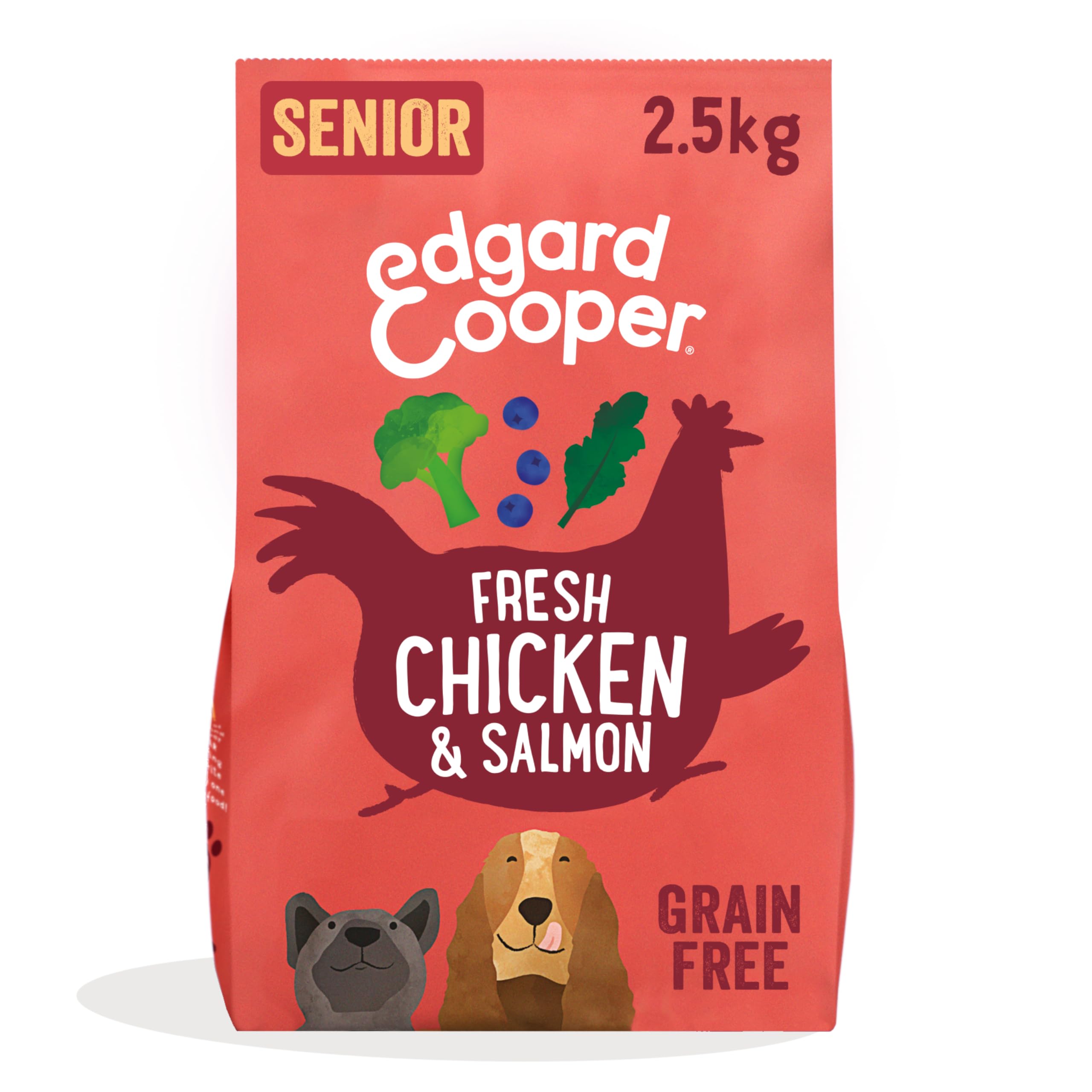 Edgard Cooper Senior Grain Free Dry Dog Food Chicken Salmon 2.5kg, Natural Kibble for Senior Dogs, Fresh Meat, High Protein, Gluten-Free, Non-GMO