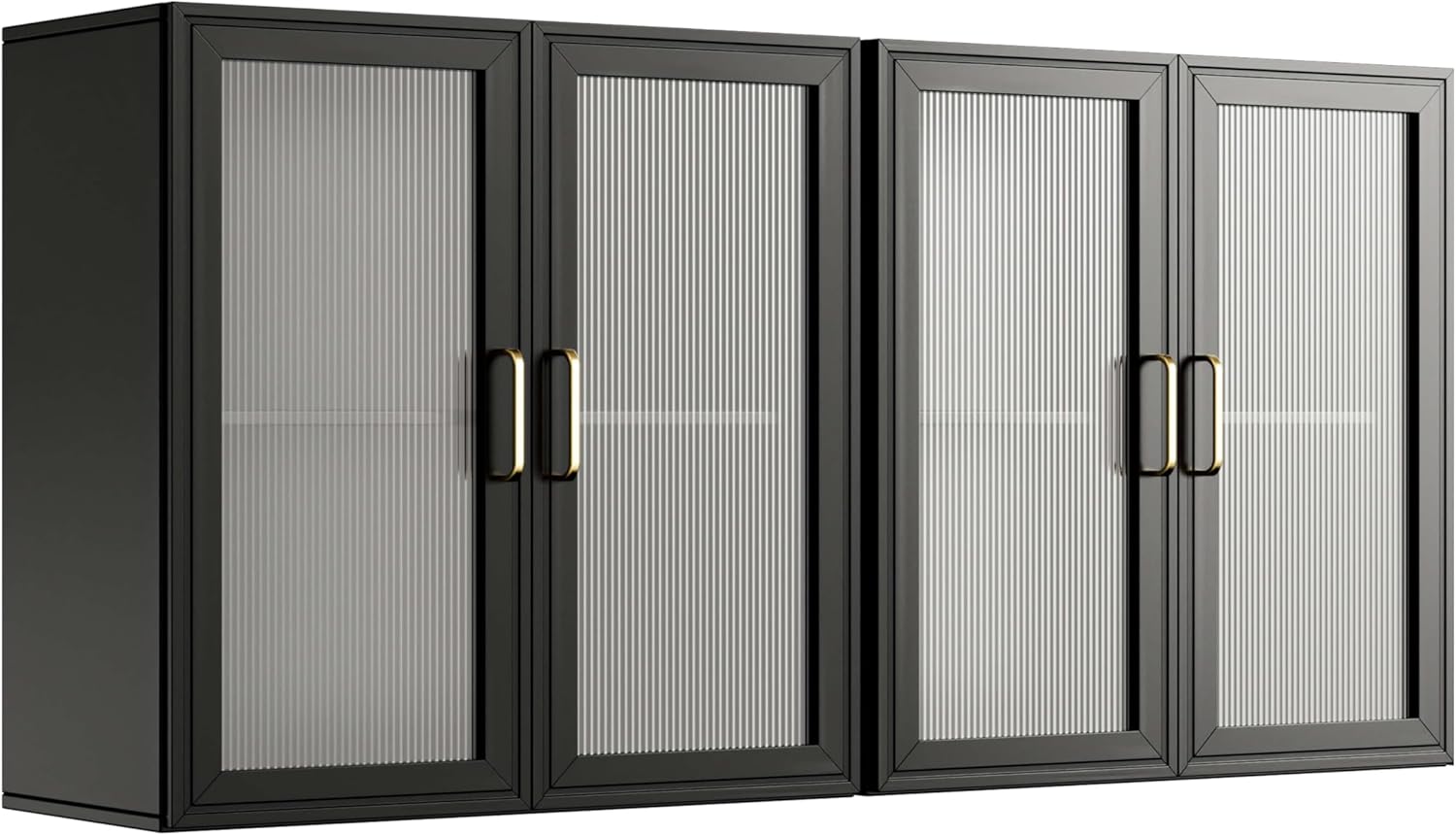 Medicine Wall Cabinet with Acrylic Glass Doors, Kitchen Wall Cabinets with Adjustable Shelf, 24” Laundry Room Wall Mounted Cabinet Set of 2, Bathroom Wall Cabinet with Light(Black)