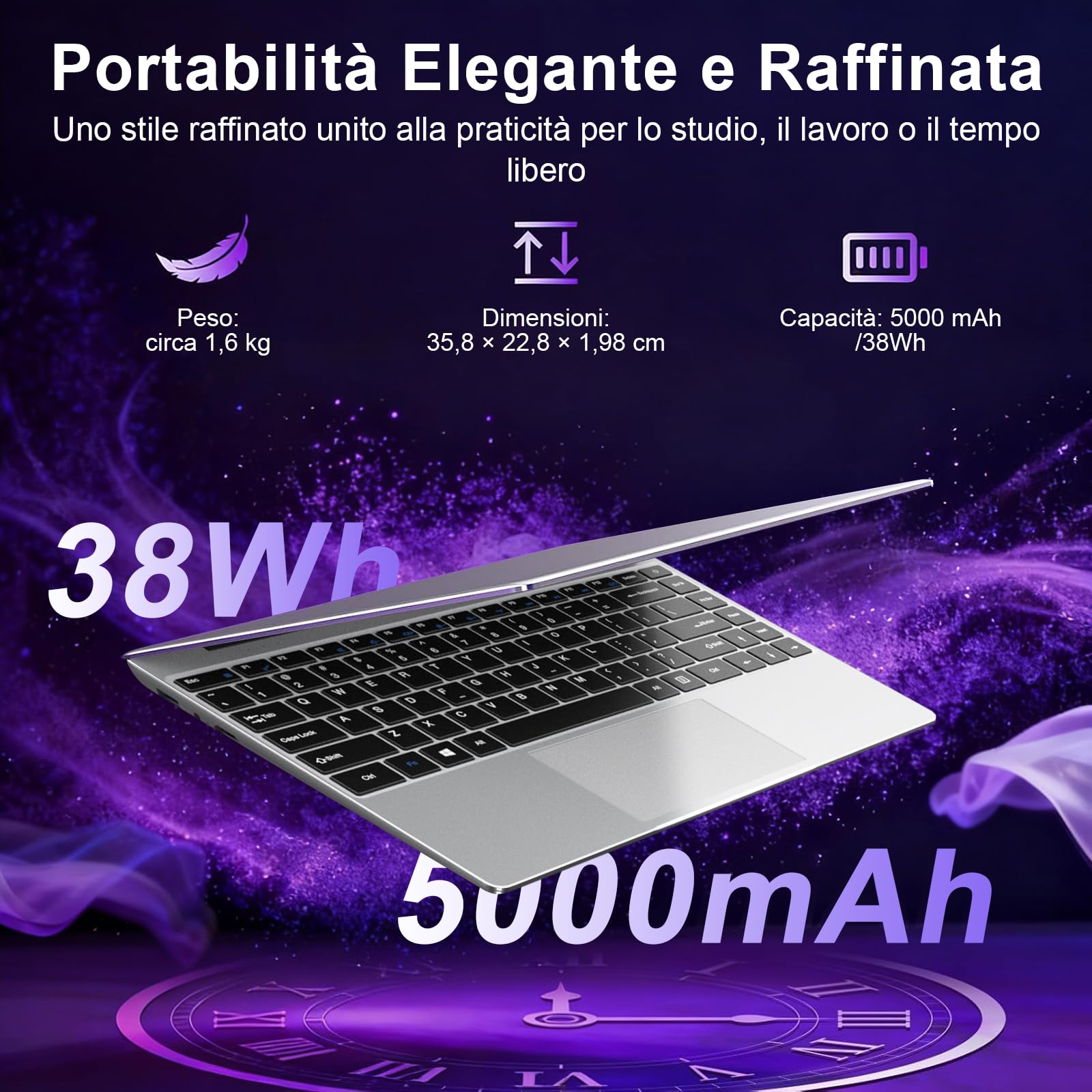 2026 PC Portatile 14 Pollici Laptop Win 11 256 GB ROM N4020 2.4G+5G-Argento | WiFi upto 2.8 GHz Supporta l'espansione SSD 1TB 4.2 USB HDMI Tastiera Italiana Membrana Mouse Senza Fili