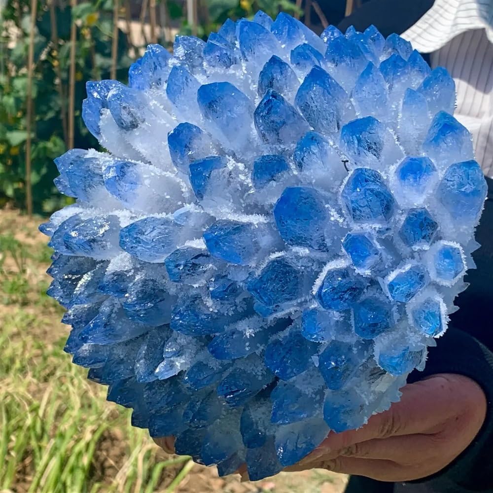 AUOQKQUT Decorative Ornaments Blue Phantom Quartz Crystal Cluster (Size : 300-350g)