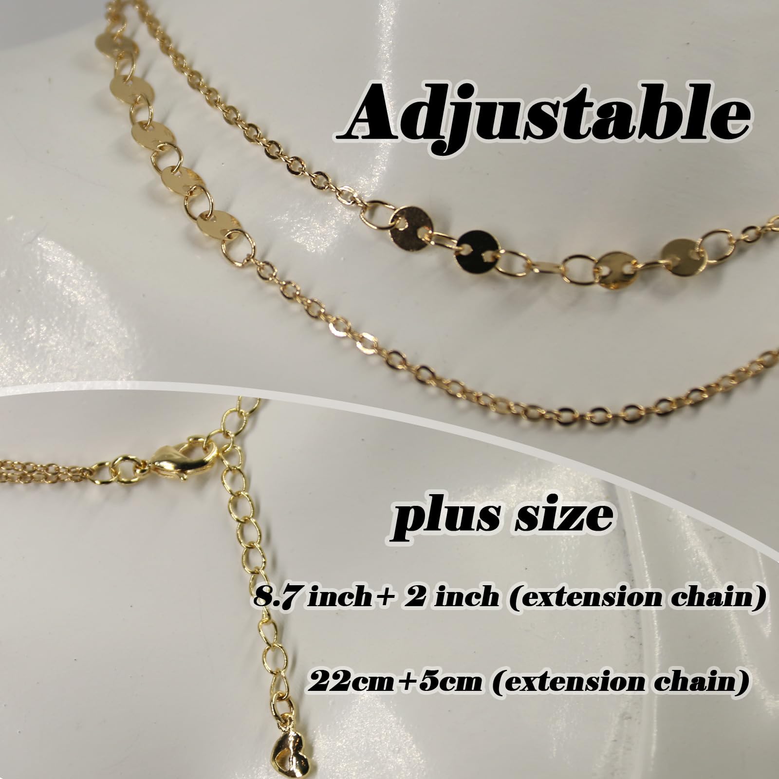 Tobillera para mujer – Encantadoras tobilleras doradas para mujer, diseño impermeable para uso diario y en la playa, regalo adorable con joyero de lujo, Plata, Ámbar 2