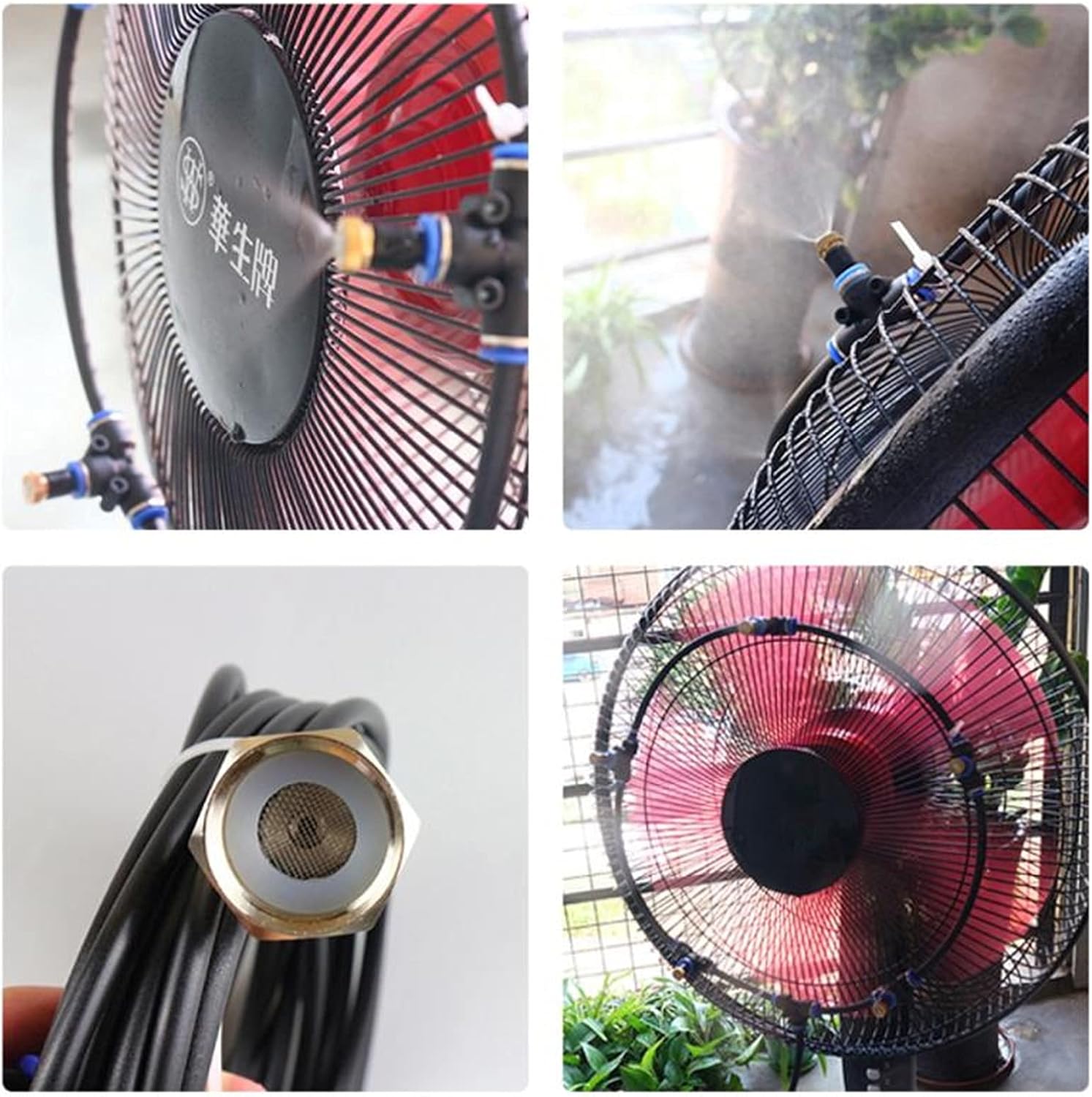 6M Outdoor Misting Cooling System Kit Fan Misting System Suit with 5 Nozzles for Patio Greenhouse Garden Trampoline Misting Deck/Porch Cooling Garden Watering Sprayer (Color : Black)