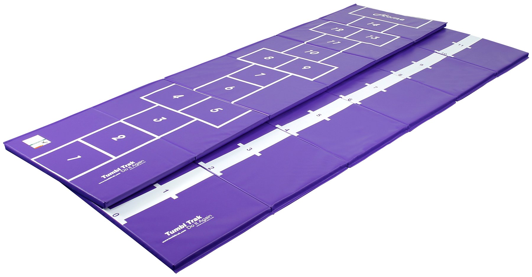 Tumbl Trak Gymnastics Balance Beam Mat, Numbered Line for Gymnast Beam Practice, Hopscotch Fun on Reverse, 3'x12'x1.38