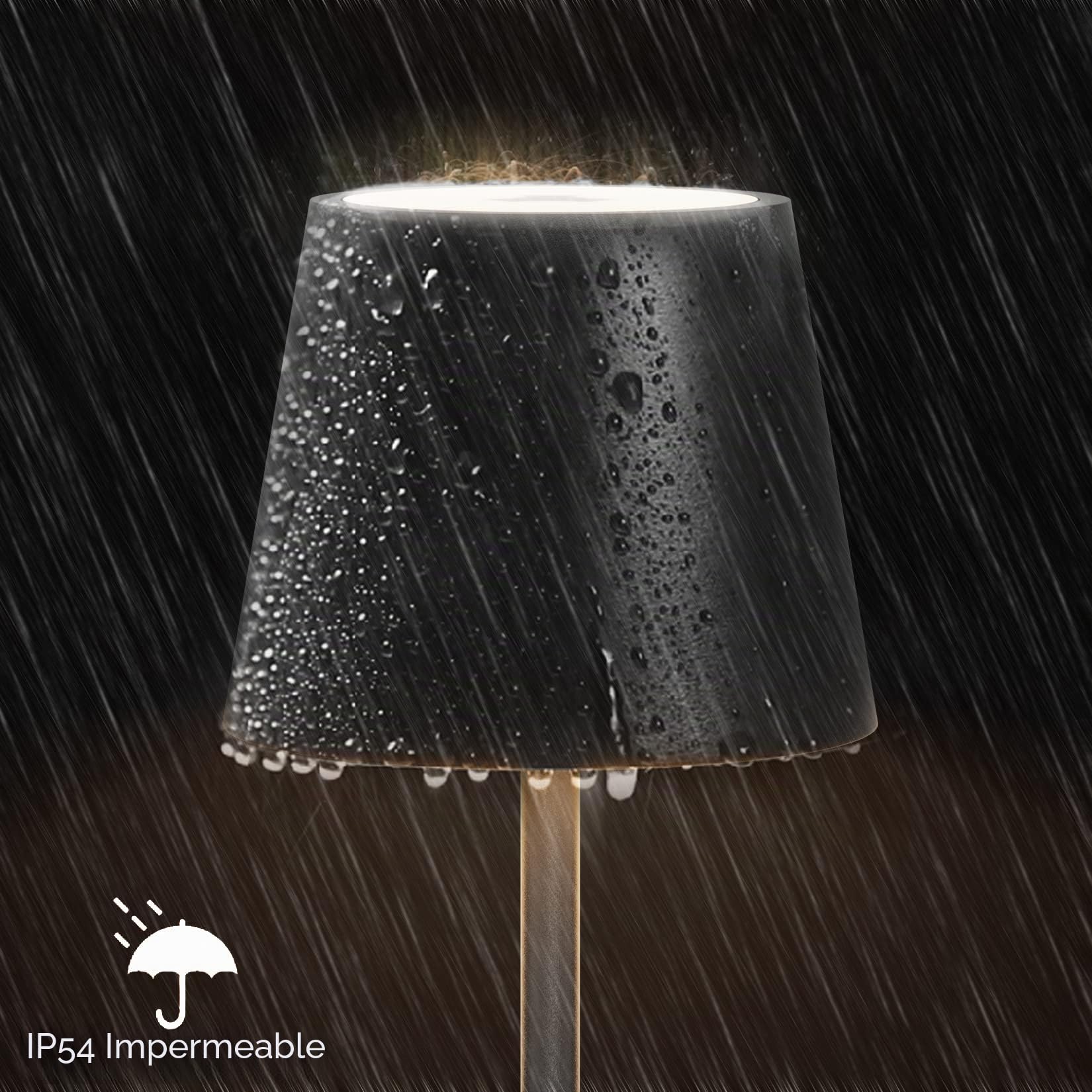 K-Bright 2 piezas Regulable LED Lámpara de mesa inalámbrica, Recargable Luz cálida Color y Atenuación RGB Impermeable IP54, Escritorio Iluminación Interior para Exterior Negro