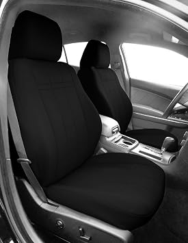 CalTrend Front Sport Buckets Seats, NeoSupreme Seat Covers for 2013-2018 Ford Focus Black Black Insert and Trim