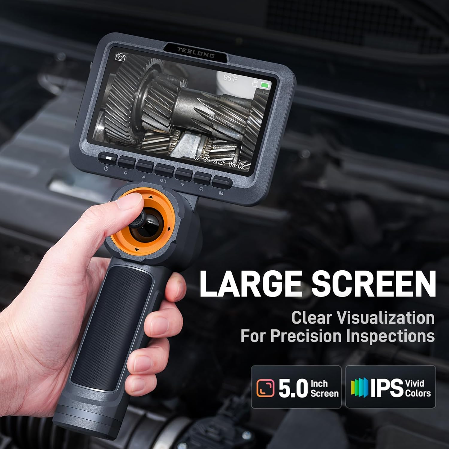 Teslong 360 Articulating Borescope with Light, 5'' Monitor Industrial Inspection Camera with 4-Way Joystick Articulation, HD Endoscope Camera for Automotive, Pipes, and Mechanics (0.24inch-5FT) - Image 4