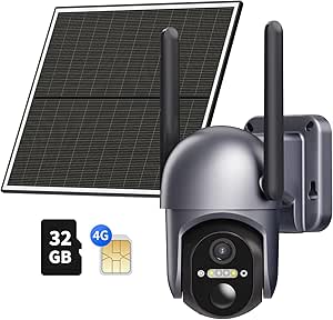 Ebitcam 4G LTE Cellular Security Cameras Include SD&SIM Card, Solar Powered Cameras Work Without WiFi, 2K Live Video, 360° View, Color Night Vision, Motion Alerts, Remote Phone Access asin的图片