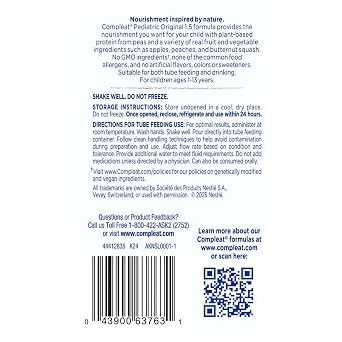 Compleat Pediatric Original 250mL, Plant-Based Nutritionally Complete Tube Feeding Formula, Fruit Medley Flavor, 24 Pack | Ages 1 to 13 Years, 250 mL, Reclosable Carton