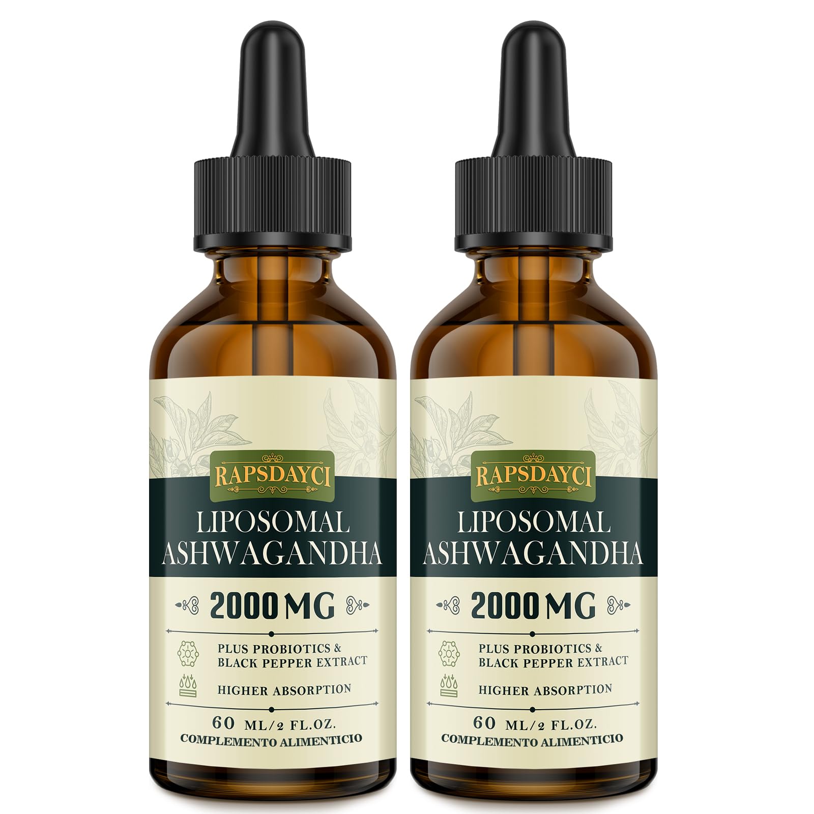 2000mg Liposomale Ashwagandha Tropfen, Hochdosiert Ashwagandha Wurzelextrakt
