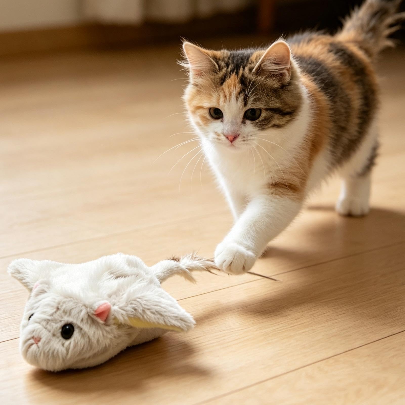 Interaktives Katzenspielzeug, realistischer Tierbegleiter mit Sound