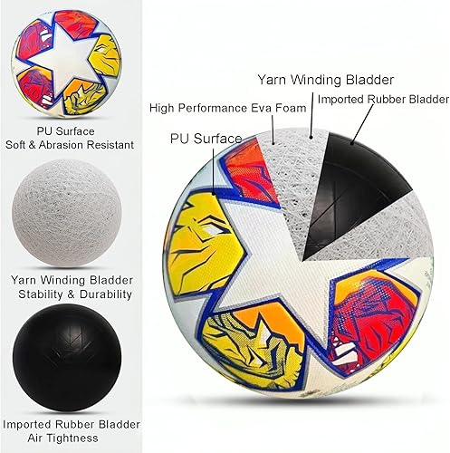 Miniatura 4 de Balón de fútbol de la Champion, talla 5 Londres - Réplica de partido profesional, diseñado para entrenar, jugar, exhibir y entusiastas del fútbol.