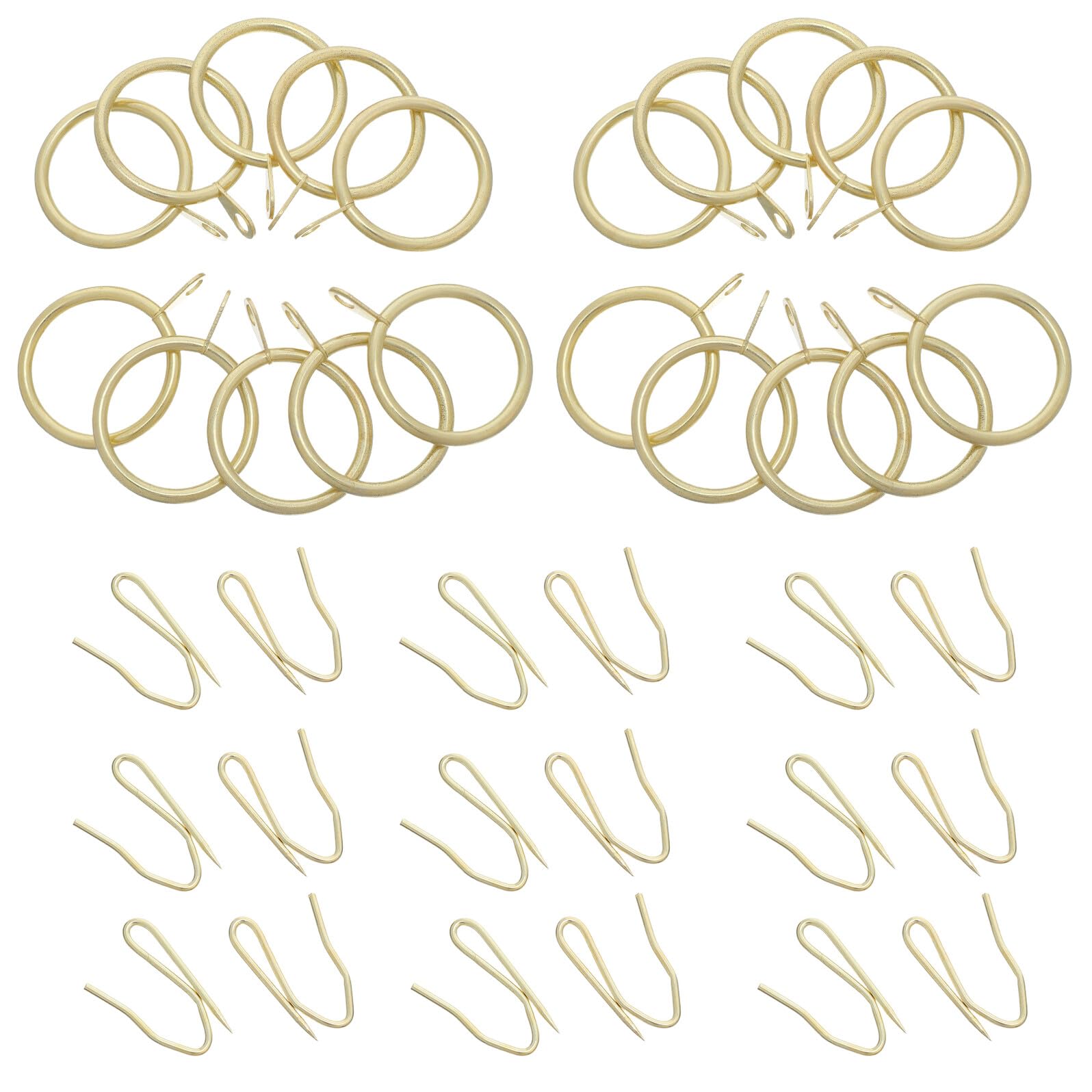 LIFKOME Anillas Metálicas para Cortina de Ducha con Ojales 30 MM y Ganchos Dorados 20X25 MM Pack 200 Unidades Resistentes para Barra de Baño Fijación Segura y Deslizamiento