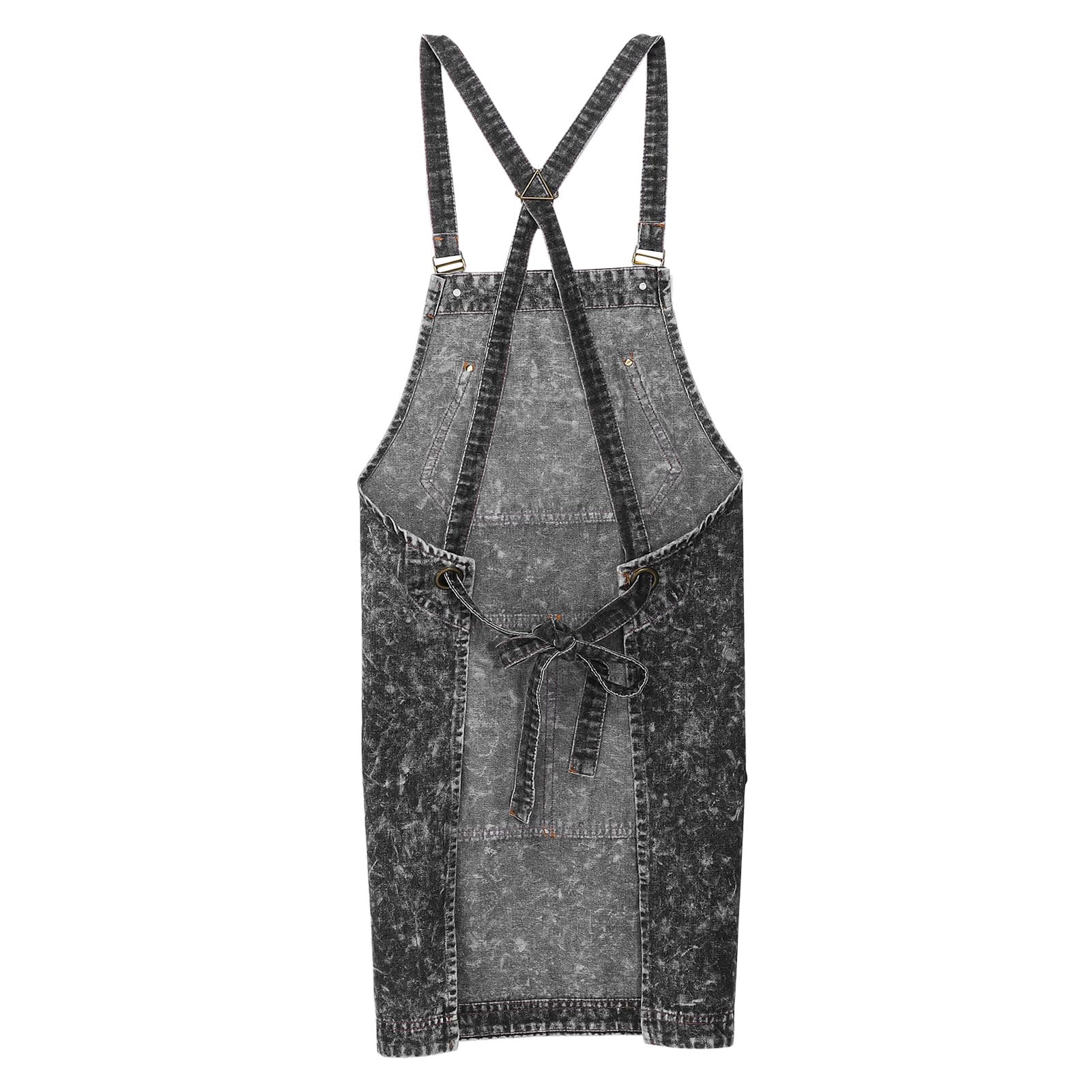 QUARKZMAN Grembiule Da Cucina Chef In Denim 60x80cm Regolabile Nero