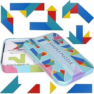 Wooden Tangram Puzzle for Adults – 4-Piece Brain Teaser Game with Geometric Shapes, Large Beech Wood Board for IQ Training & Skill Development, Classic T-Word Challenge (Educational Toy)