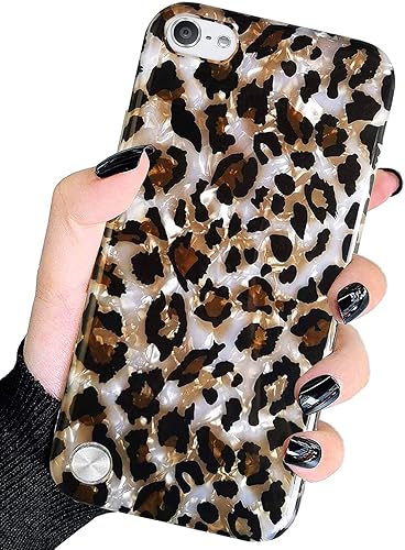 J.west Funda para iPod Touch de 7 generación, funda para iPod Touch 5, funda protectora de silicona TPU suave con estampado de guepardo y estampado