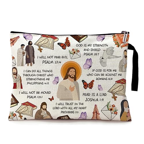 Bible Verse Scripture Funny Christian Cosmetic Bag, Canvas Toiletry Storage