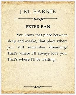 Inspirational Wall Art Poster: "I'll Always Love You" JM Barrie, Peter Pan - 8x10 Unframed Motivational Wall Art, Positive Affirmations Decor for Teen Girl, Boy & Office Decor for Men, Women
