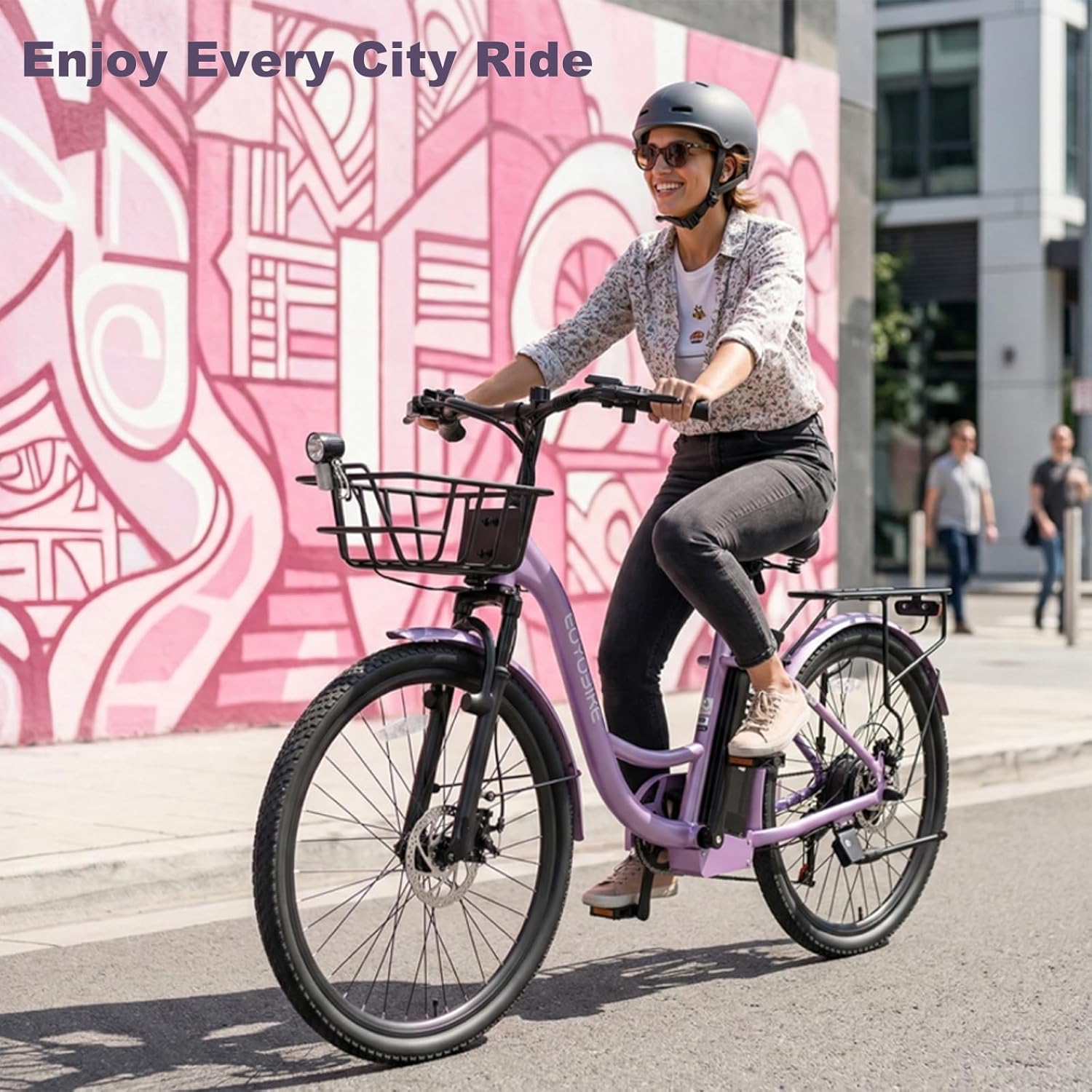 MOONCOOL Electric Bike for Adults, 700W Peak Power 7 Speed Step Through Electric Cruiser Bike, 40 Miles Electric Bicycle with 36V 10.4Ah Battery, Aluminum Frame City Commuter E Bikes for Women, Men