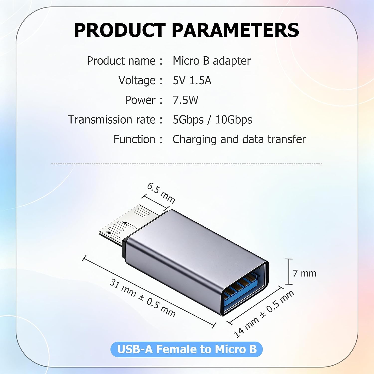 2 Pcs USB to Micro-B Adapter 10Gbps USB-A Female to Micro-B Male Plug Hard Drive Enclosure Interface Converter for Laptops,Hard Drive Cases,Tablets,Digital Cameras etc (USB-A Female)