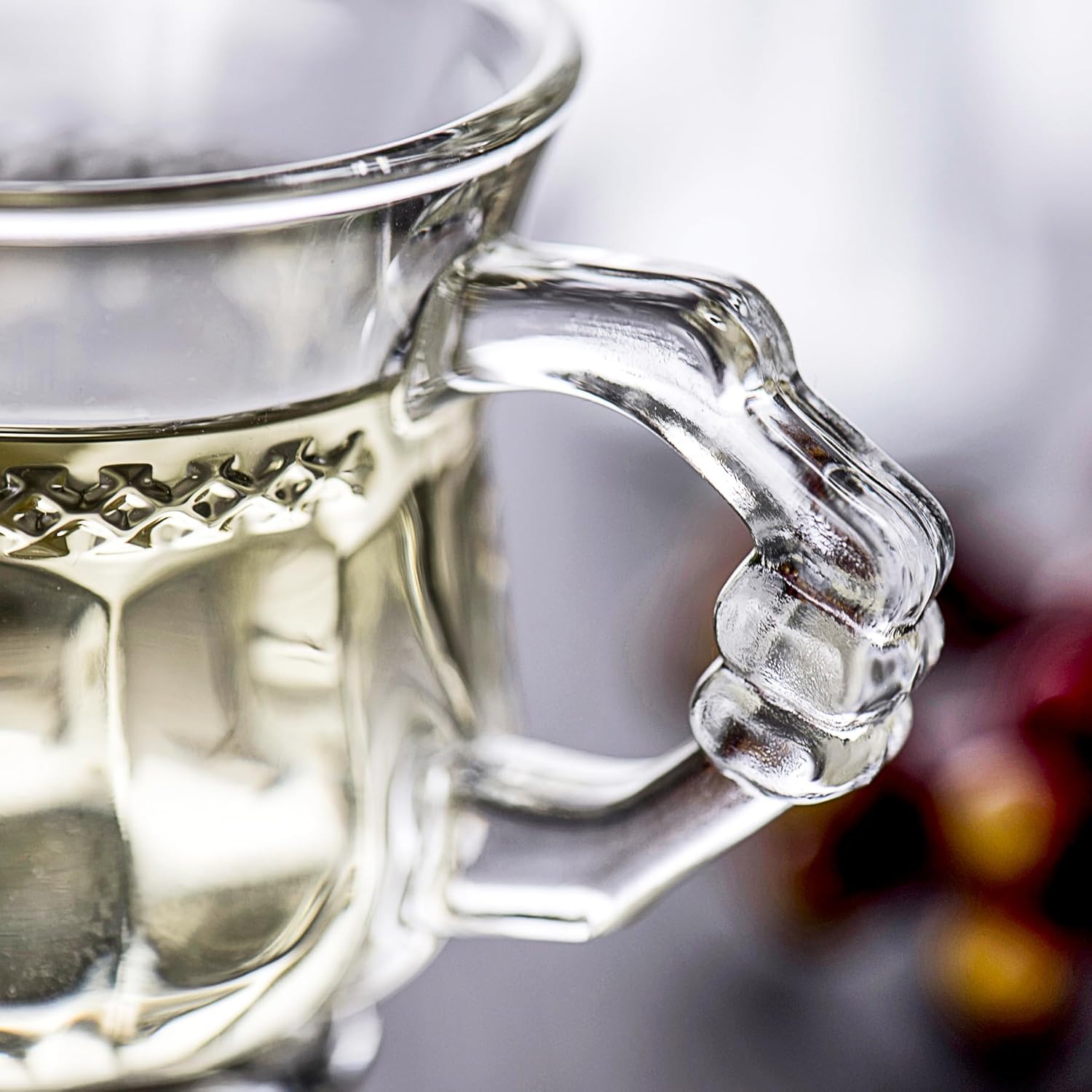 Turkish Tea Glasses Set of 6 - Small Moroccan Tea Glasses with Handle - 5 oz Espresso Cups - Footed Glass Coffee Mugs for Cold Beverages - Image 7