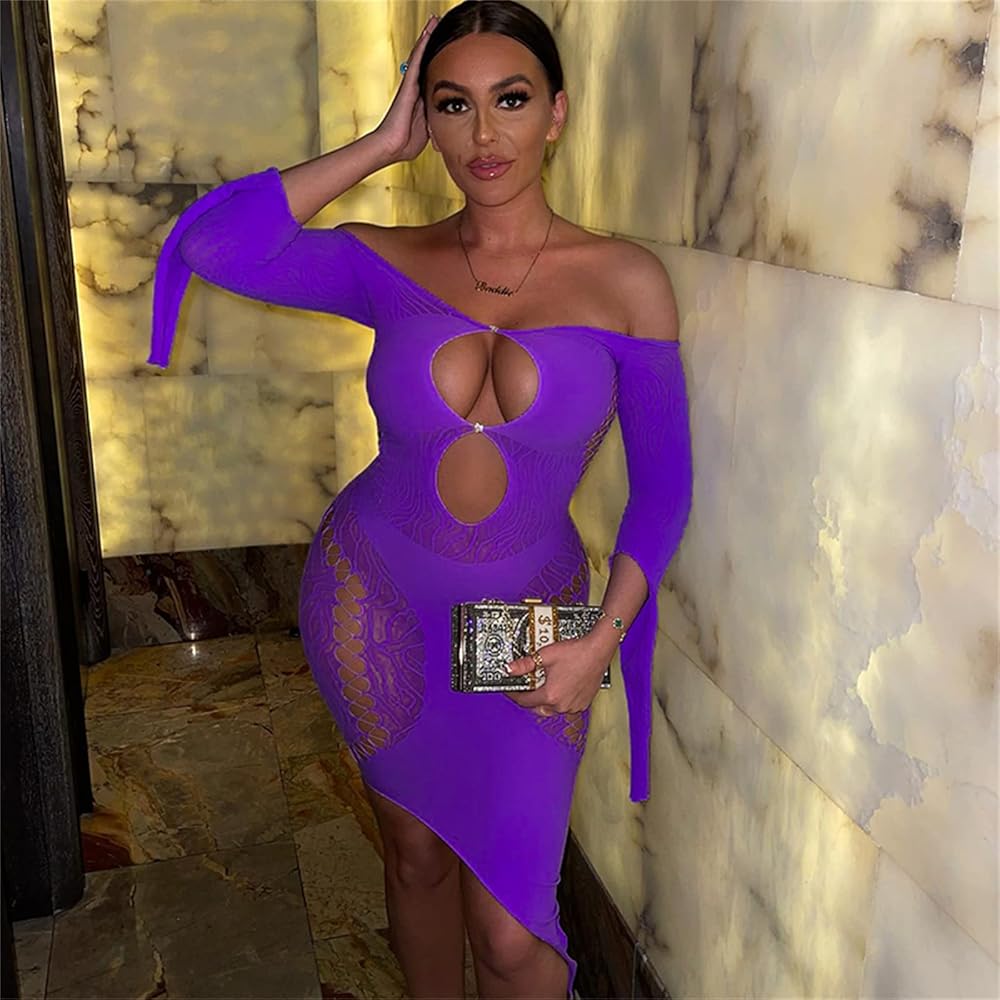 Amazon.com: Women's Bodycon Sexy Mini Dress Hollow Out Off