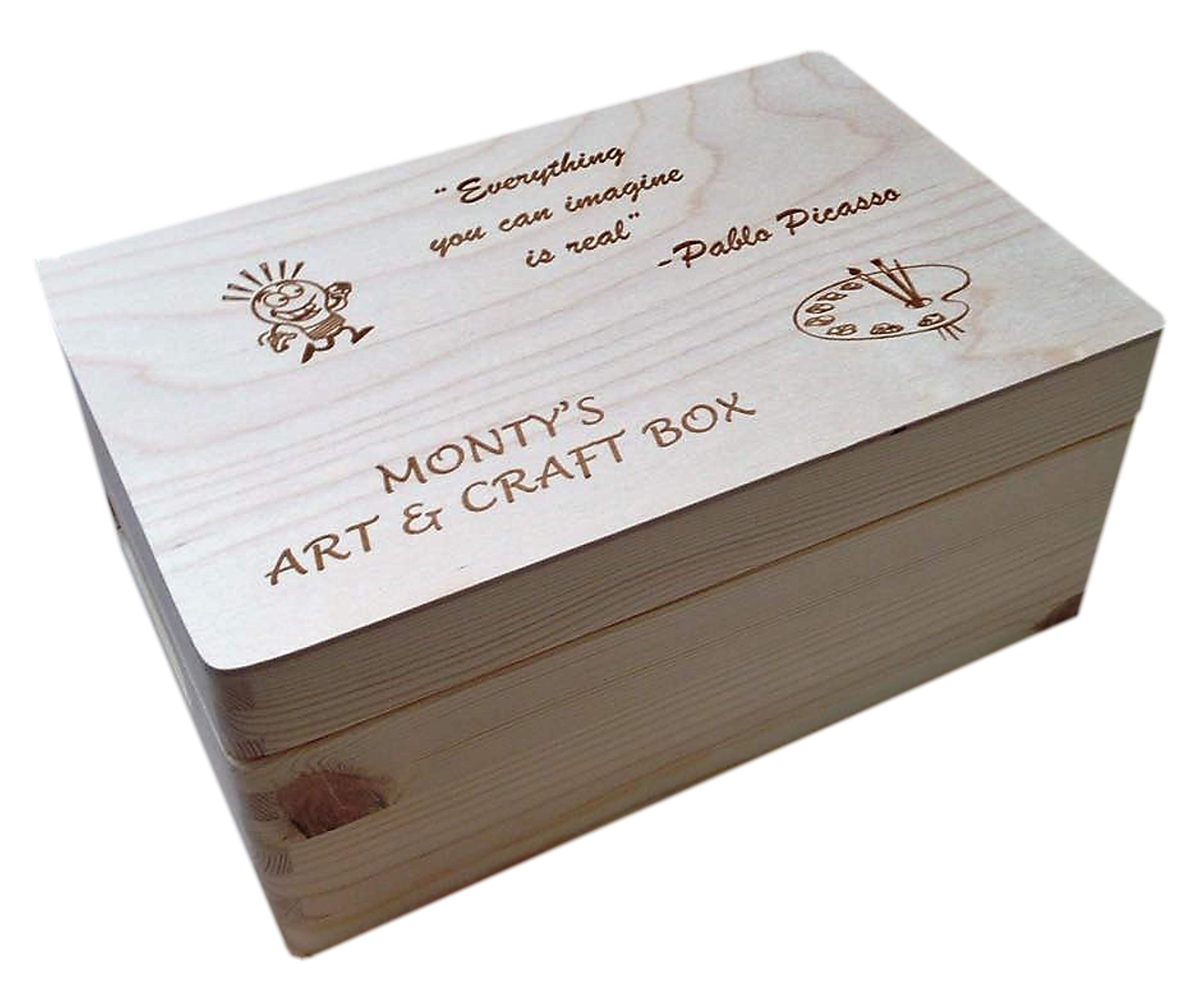 Personalized Wooden Art and Craft Box Bespoke Natural Wood Keepsake Treasure Gift Present New Lasered Engraved Store Memories