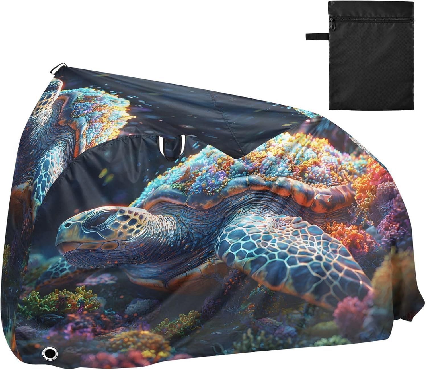 ALAZA Sea Turtle Corals Bike Cover Waterproof Outdoor Ebike Bicycle Covers Tarp Protection for 1/2 Bikes, Sun UV Dust Wind Proof