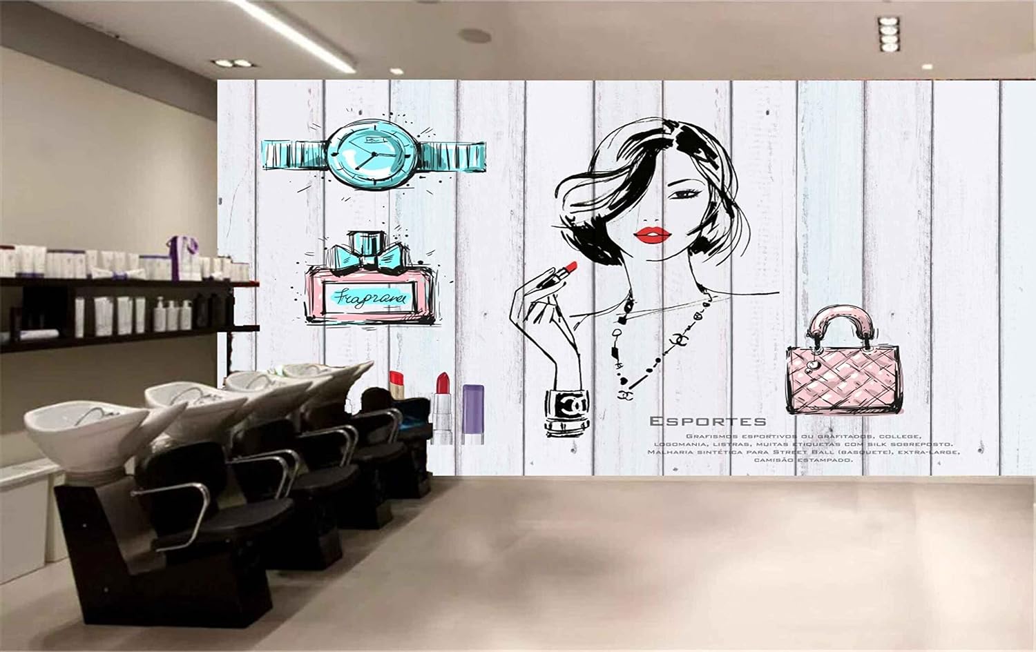 Mystic Walls MWZ3645 Girls Fashion Beauty Nails Lipstick HD 3D Wallpaper for Salon Parlour[20 ft x 19 ft] / [610 cm x 579 cm] - Review, Price and Buying Guide