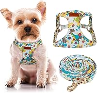 Vista 55 de CHEDE No Pull Floral Pattern Dog Harness - Lightweight and Soft, Adjustable Small Dog Harness Set with Leash, Suitable for Puppy to Medium-Sized Dog