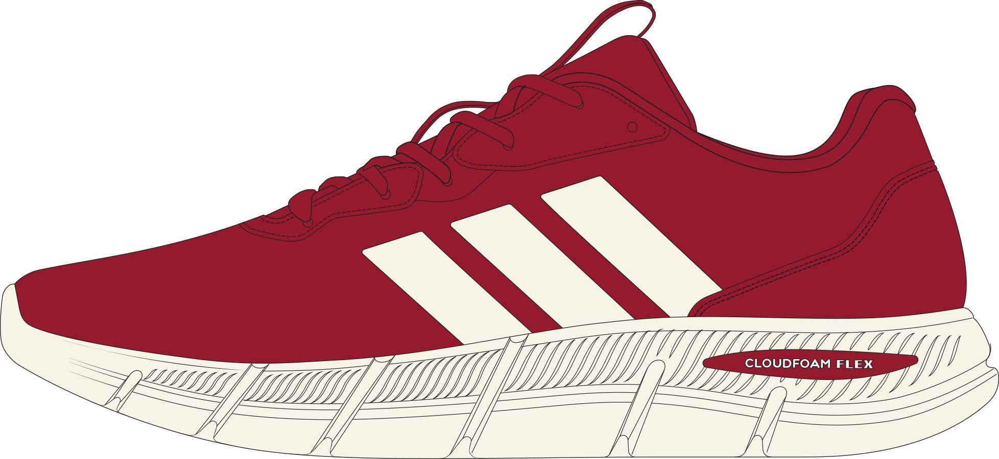 adidas Herren Cloudfoam Flex Laces Shoes, Better Scarlet/Off White/Better Scarlet, 49 1/3 EU
