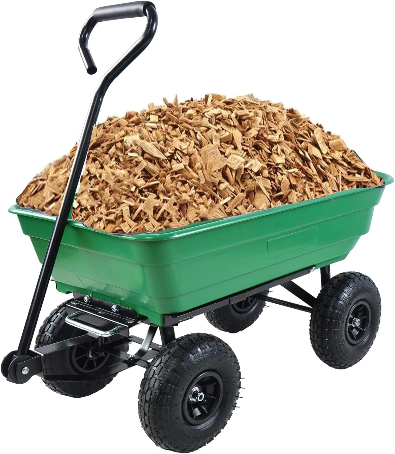 Garden Cart Outdoor Utility Wagon with Solid Wheels Beach Wagon,All Terrain Cargo Wagon with 280lbs Weight Capacity for Beach Garden Kids Children (Green2) (Grass Green2)