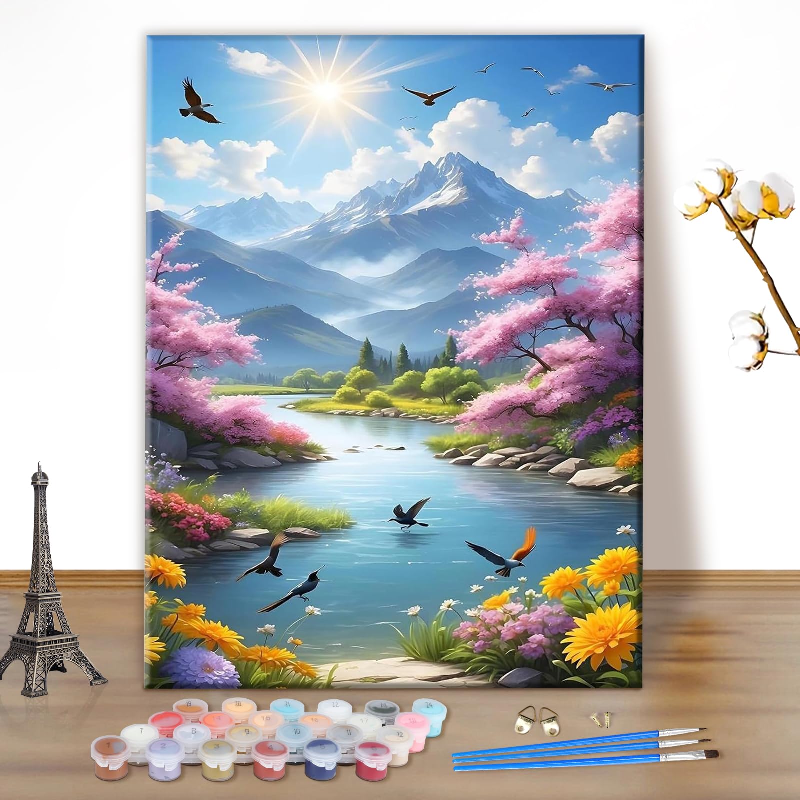 MEIYUDA DIY Paint by Numbers for Adults Landscape, Nature Arts and Crafts Kit for Adults Beginner Acrylic Pigment, Painting Numbers Drawing Paintwork for Home Wall Decor 30x40cm(Without Frame)
