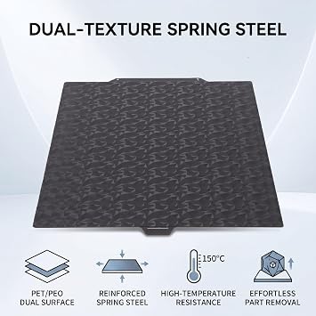Luocute PEO PET Double Sided Build Plate, 280 X 280mm Spring Steel Sheet for QIDI Q2 Q2C 3D Printer, Sheet Heat Bed with Strong Adhesion Easy Part Removal with Smooth and Carbon